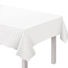 Spa Party Polka Dot Plastic Table Cover, 54" x 96" for Kids Birthday