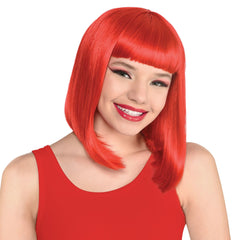 Vibrant Red Long Bob Wig - Costume Accessory for Team Spirit