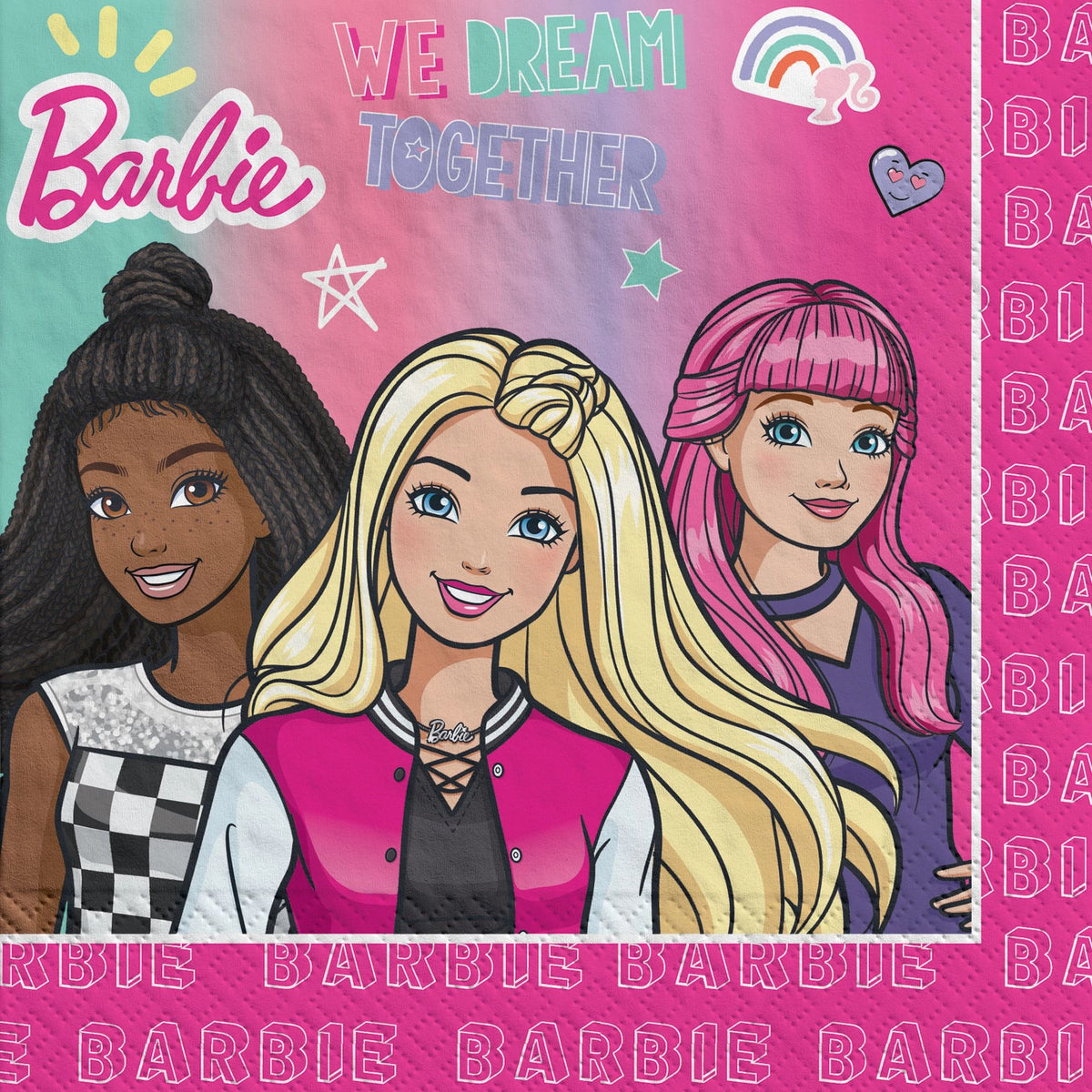 Barbie Dream Together Lunch Napkins - 6.5 In. x 6.5 In. - 16 Pack