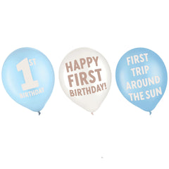 Baby's First Birthday Latex Balloons - 12" Printed, 6-Pack