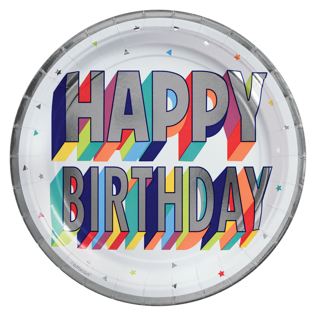 Vibrant Happy Birthday Metallic 9" Round Plate