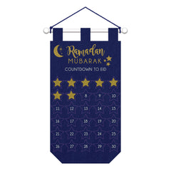 "Ramadan Mubarak" Countdown to Eid Felt Banner - Blue & Gold