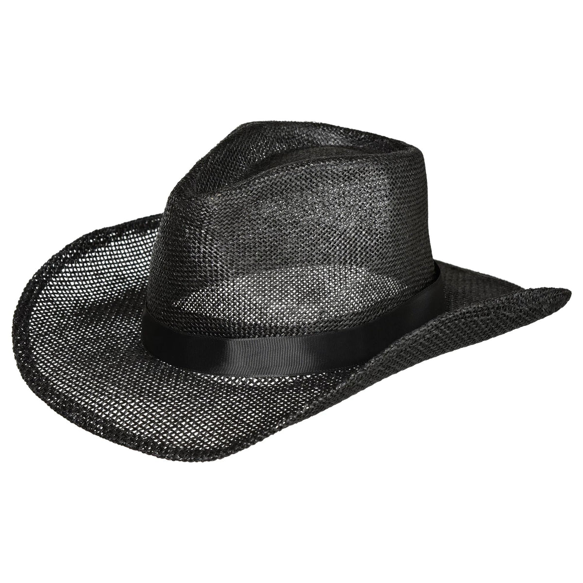 Black Straw Cowboy Hat - One Size