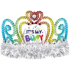 Flashing "It's My Bday" Celebration Tiara with Tinsel