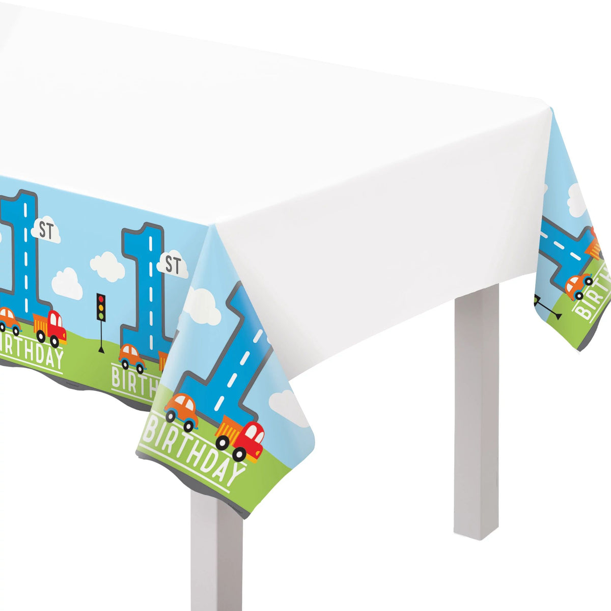 On The Road 1st Birthday Plastic Table Cover
