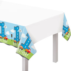 On The Road 1st Birthday Plastic Table Cover