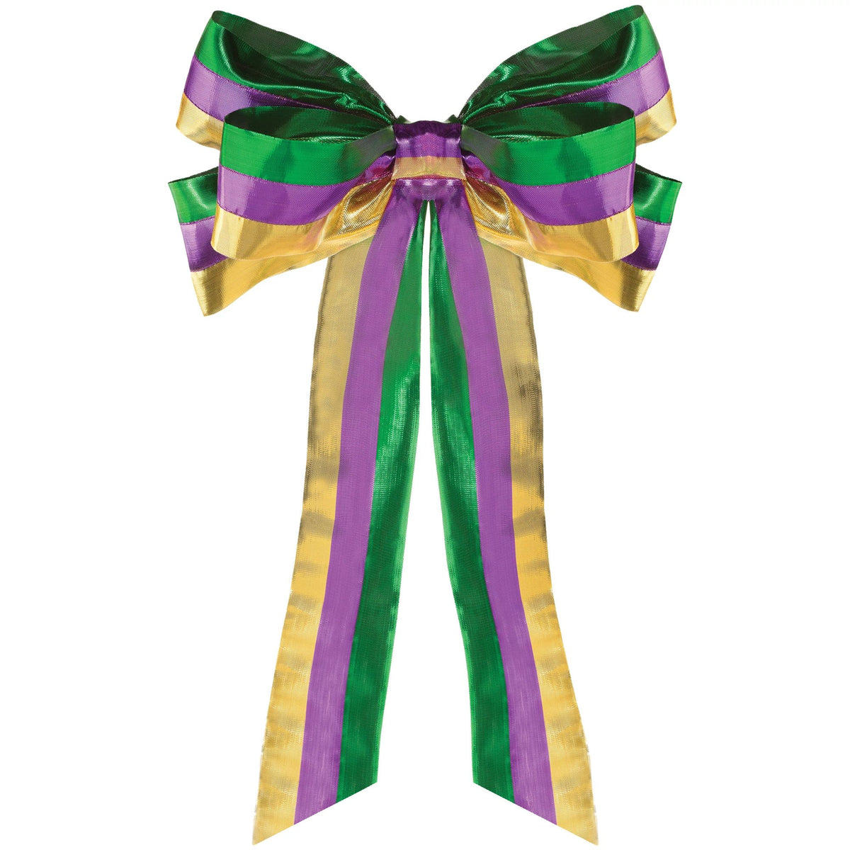 Vibrant Mardi Gras Bow Decoration