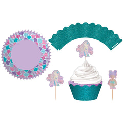 Shimmering Mermaid Cupcake Decorating Kit with Liners and Picks