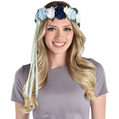 Blue Floral "Mom-To-Be" Head Garland for Baby Showers