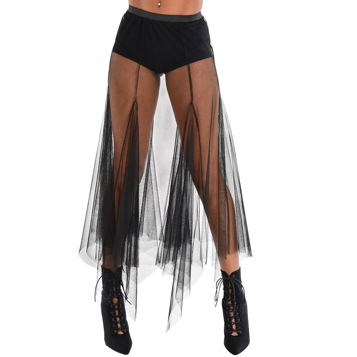 Sheer Black Long Maxi Skirt Halloween Accessory - Adult S/M