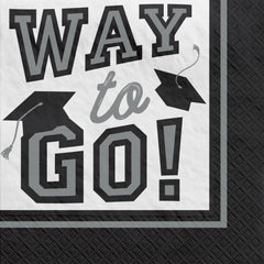 True to Your School Silver Graduation Beverage Napkins, 40-Pack - 5 In. X 5 In.