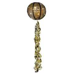 New Year's Eve LED Light Up Lanterns with Gold Fringe, 13-Inch, 2-Pack