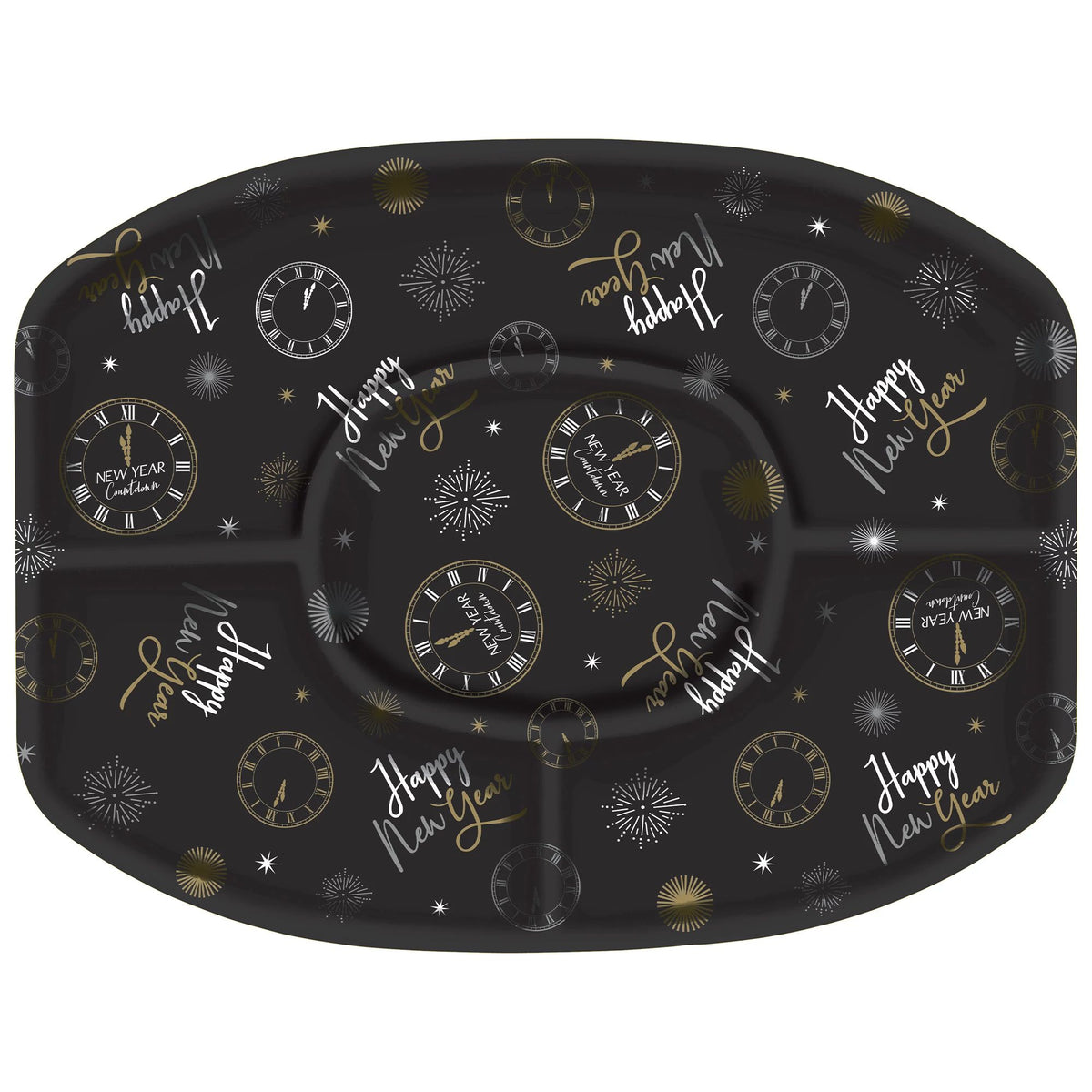 New Year's Eve Black & Gold Sectional Serving Platter