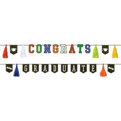 Congrats Grad Pennant Banner Kit, Multi-Coloured, 12 ft