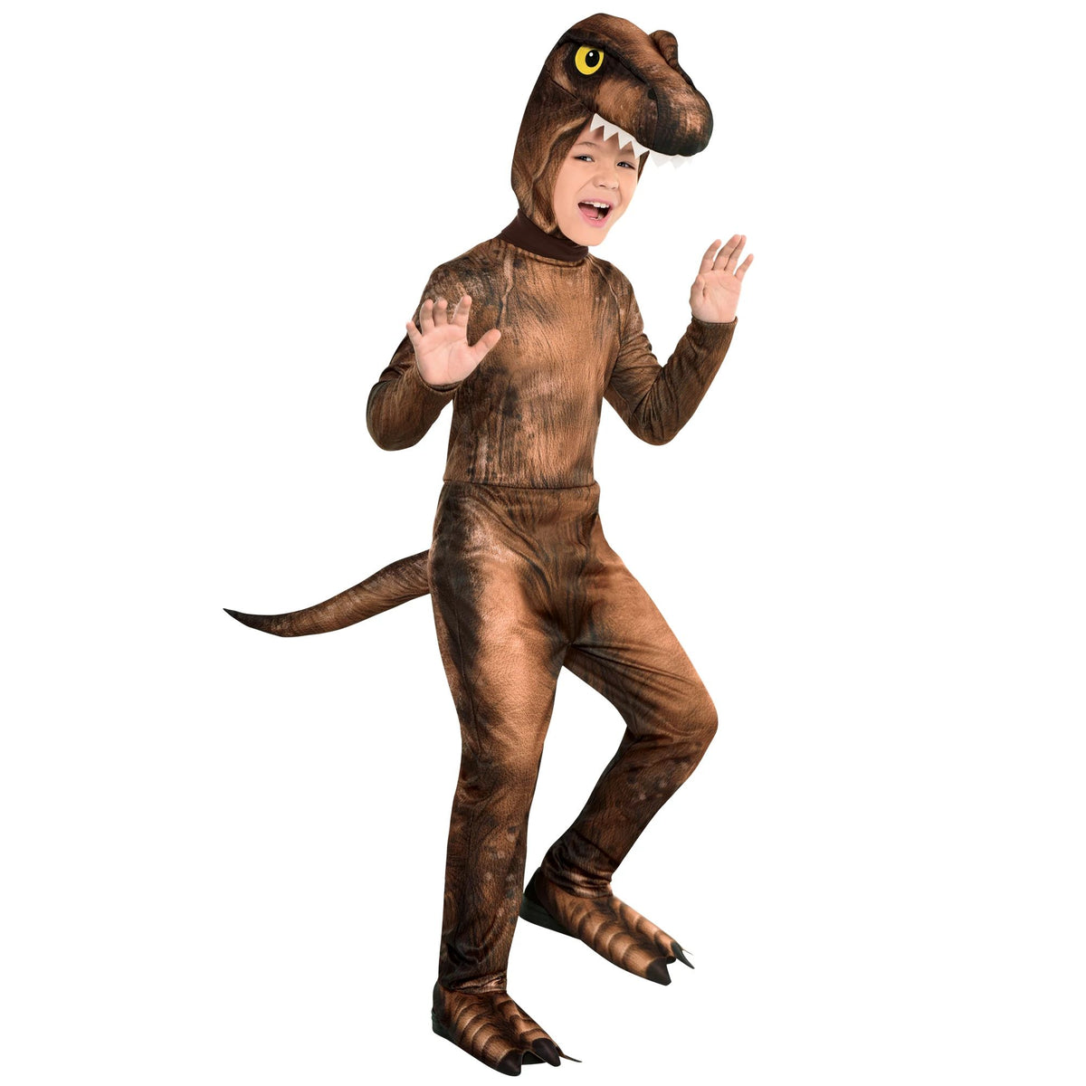 Kids' Jurassic World T-Rex Dinosaur Jumpsuit Costume with Hood - Toddler (3-4)
