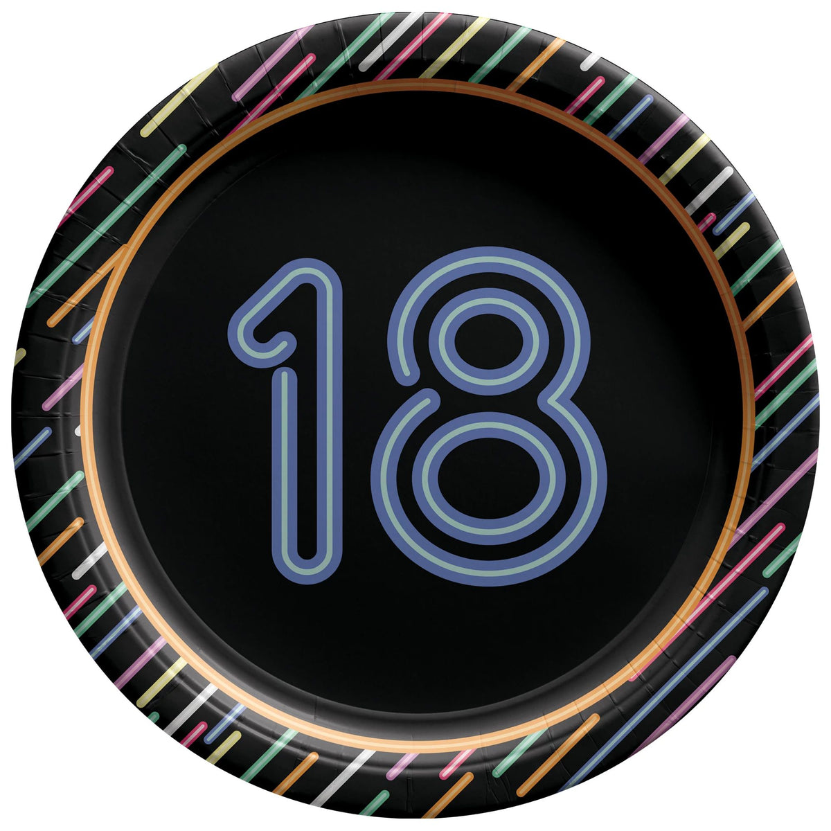 Neon Light 18th Birthday Paper Plates - 7" Round