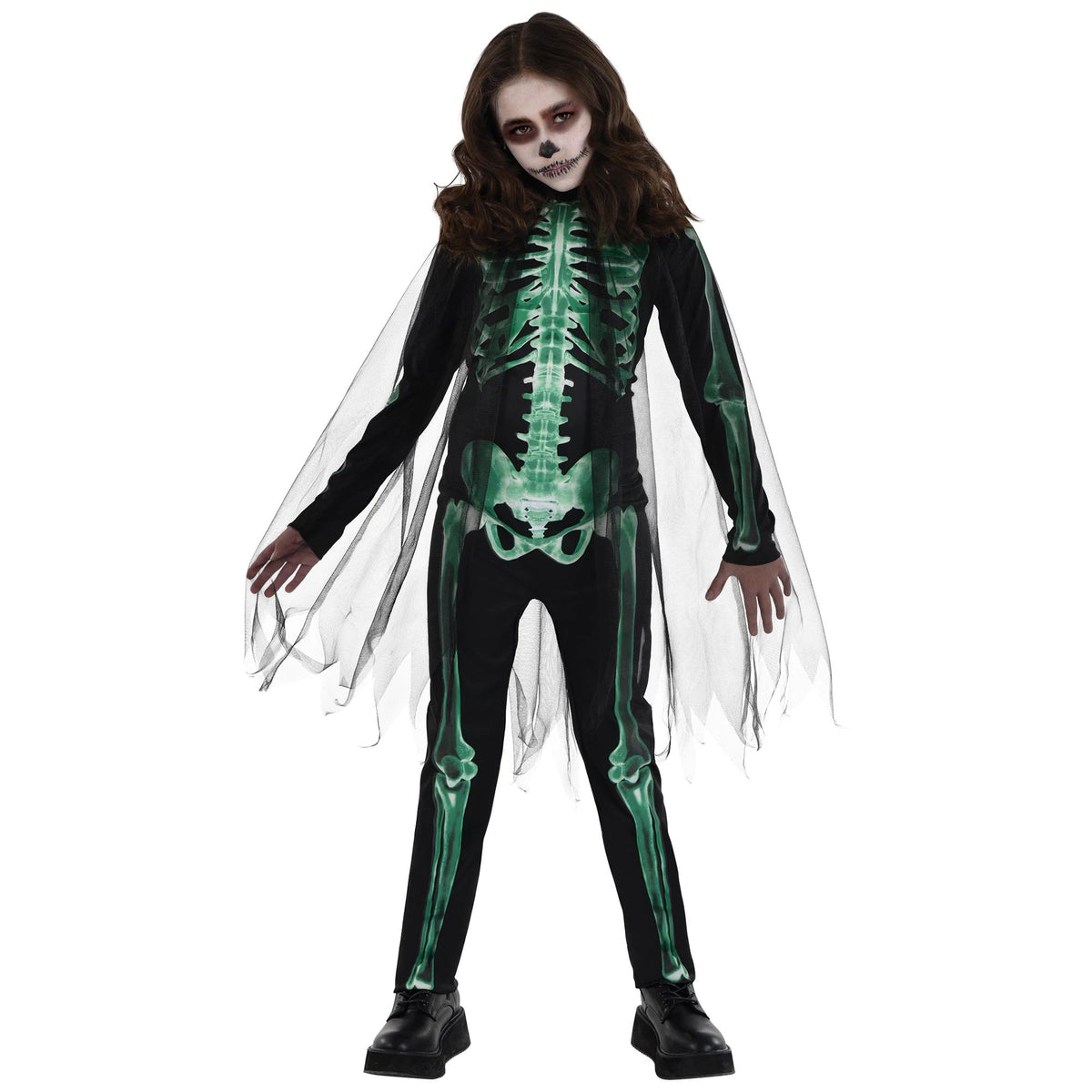 Glow Reaper Skeleton Halloween Costume for Girls - Child M (8-10)