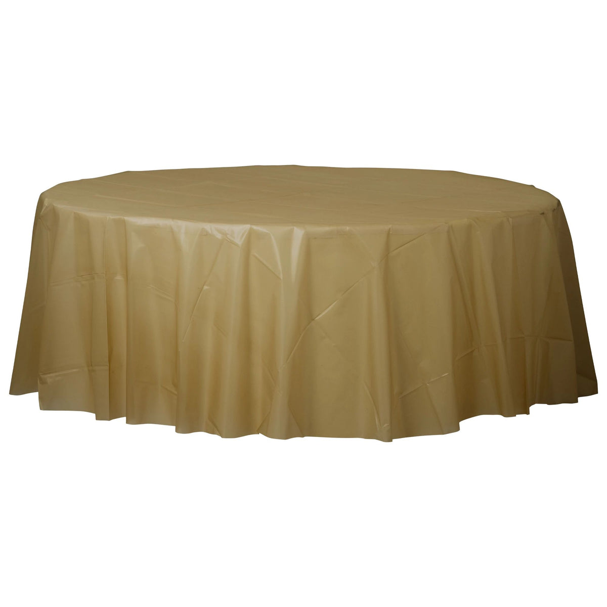 Elegant Gold Round Plastic Table Cover - 84"
