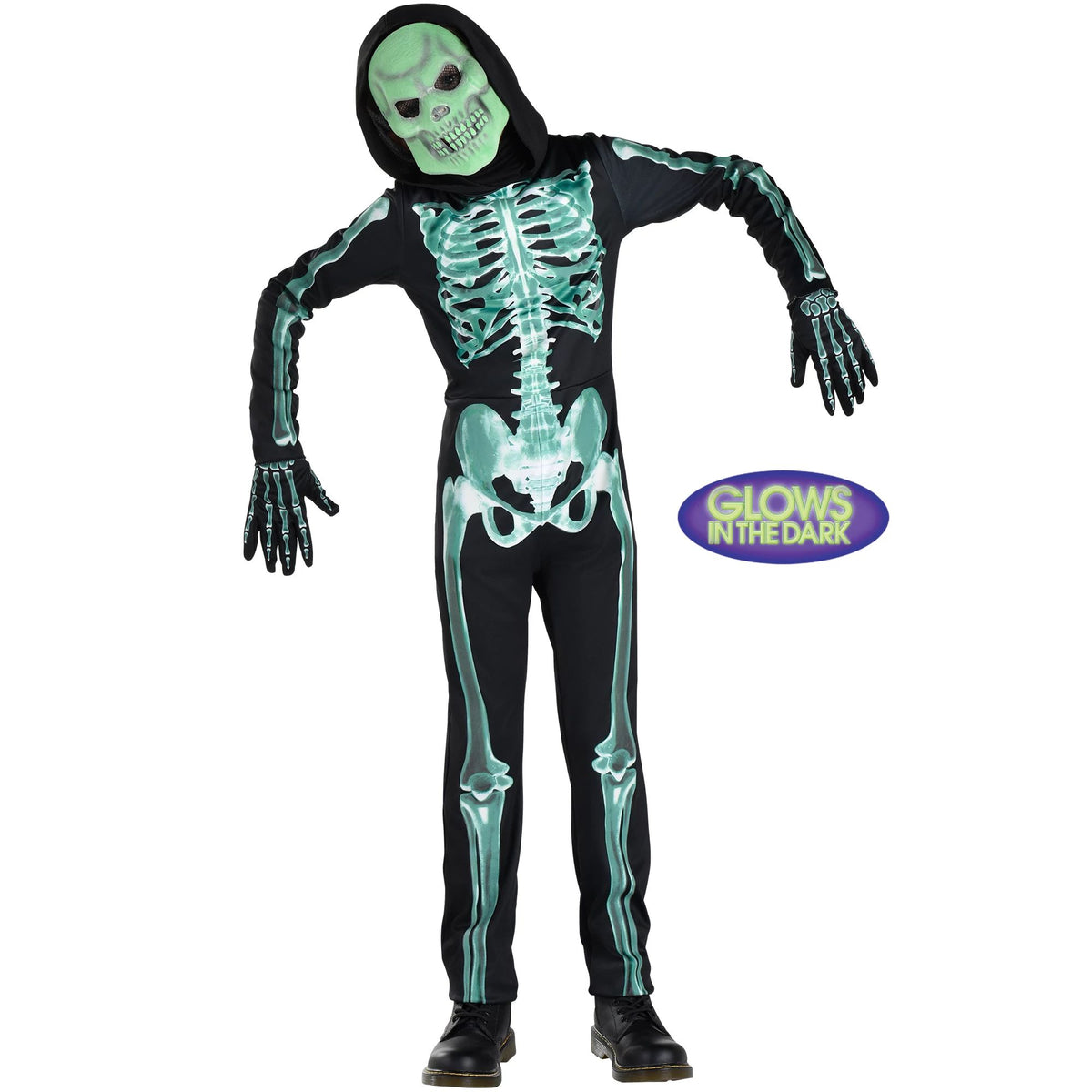 Glow-in-the-Dark Skeleton Costume for Boys - Child S (4-6)
