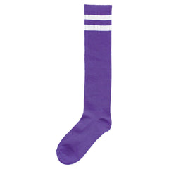 Purple Striped Athletic Knee-High Socks