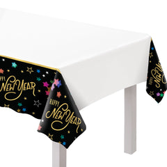 Starlight New Year's Eve Plastic Table Cover - 54x102 inches