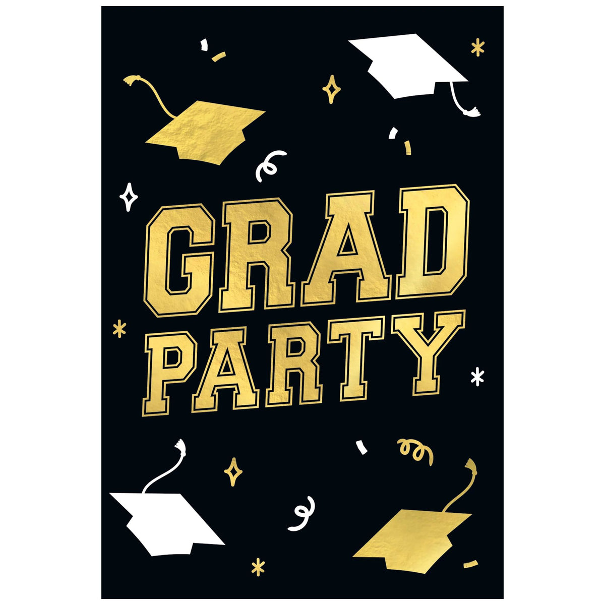 Gold & Black Graduation Party Invitations