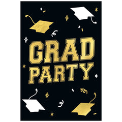 Gold & Black Graduation Party Invitations