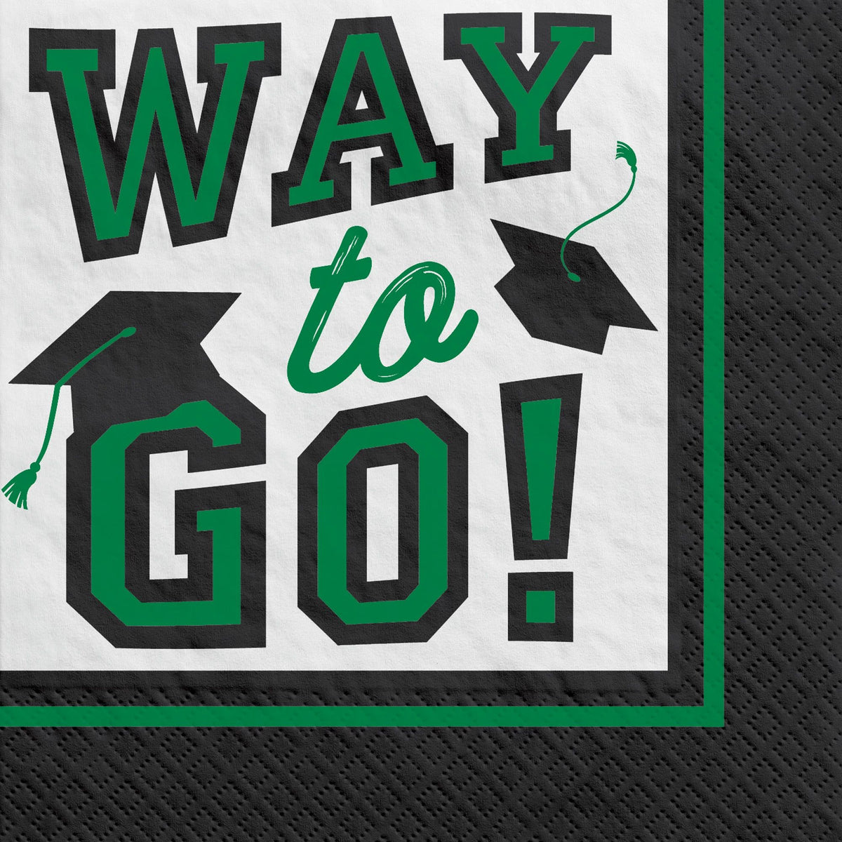 True to Your School "Way to Go!" Graduation Green Beverage Napkins, 40-Pack - 5 In. X 5 In.