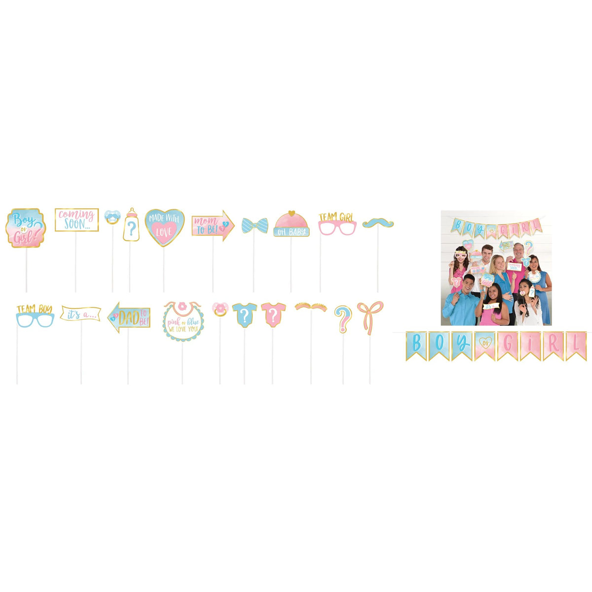 "Boy or Girl?" Deluxe Gender Reveal Photo Prop Kit