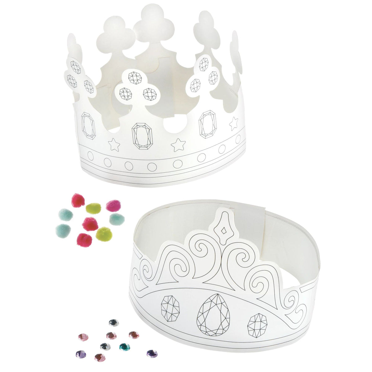 Color Your Own Crown Kit - 12-Pack Craft Activity for Kids
