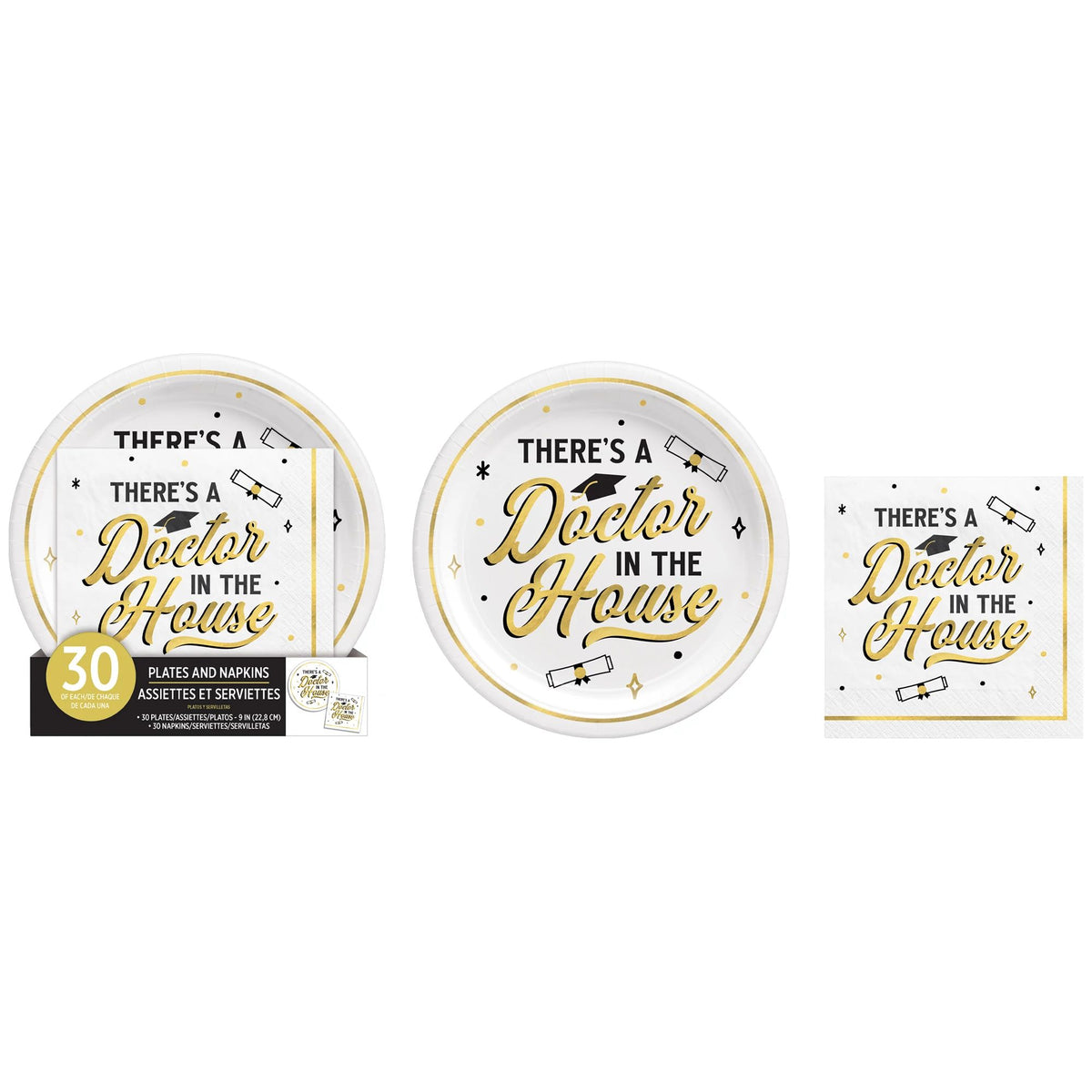 "There's a Doctor in the House" Graduation Party Plate Set - 30 Pack