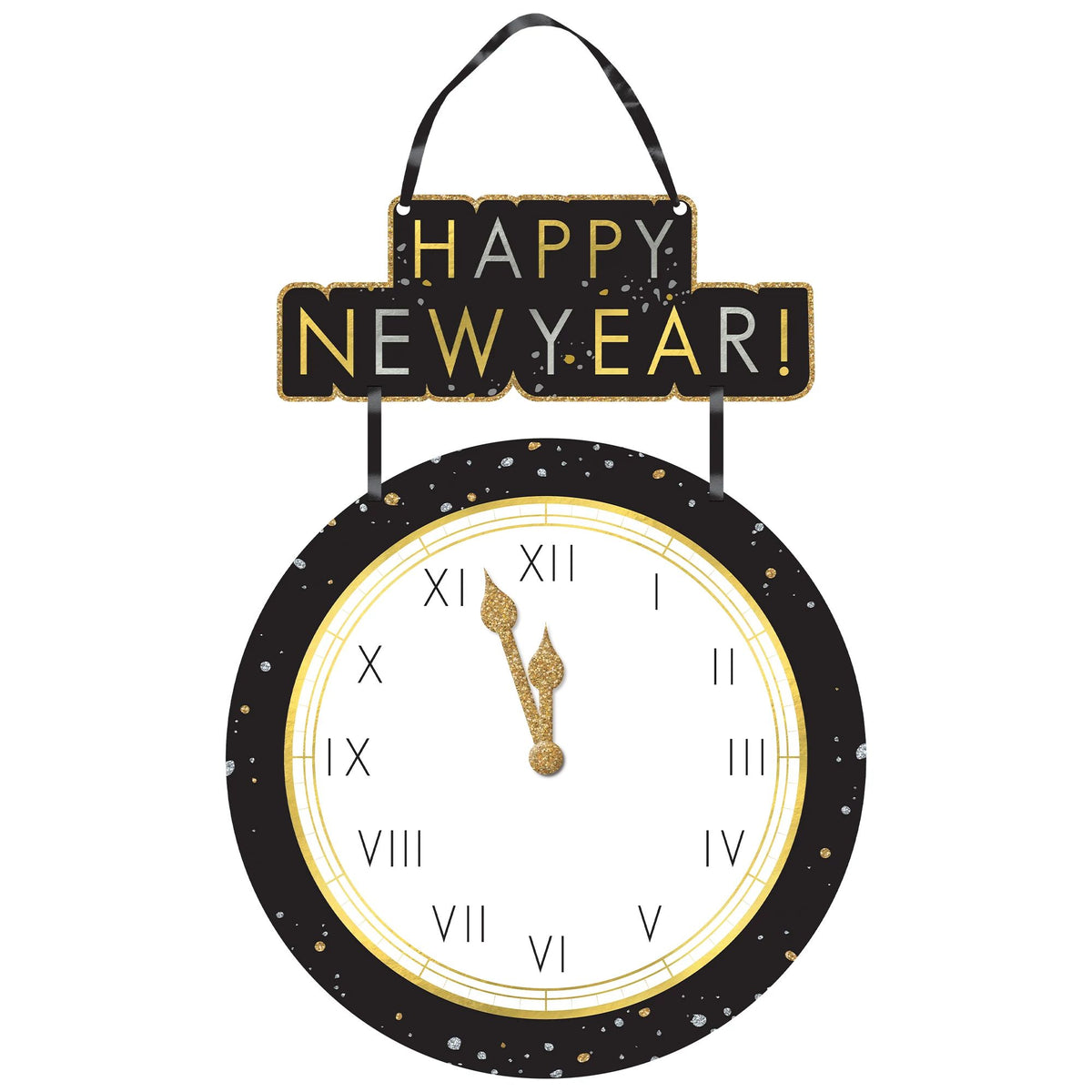 "Happy New Year" Countdown to Midnight Hanging Sign