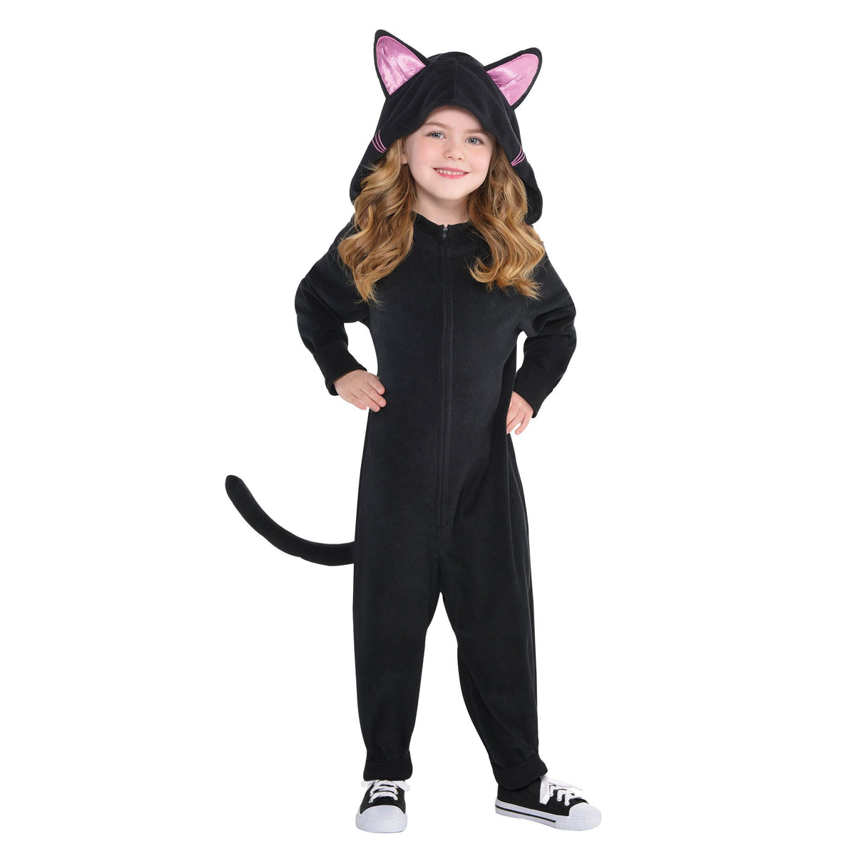 Black Cat Zipster Costume for Girls - Child S (4-6)