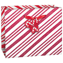 Mini Glitter Candy Cane Stripe Christmas Gift Bag