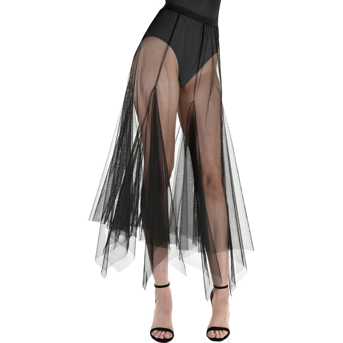 Sheer Black Long Maxi Skirt Halloween Accessory - Adult L/XL (Up to Size 16)