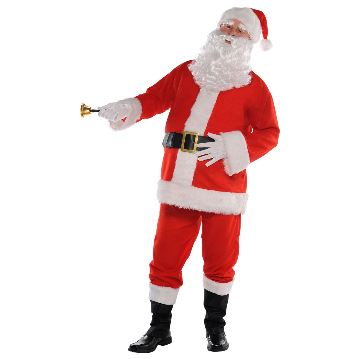 Santa Claus Costume with Jacket, Pants, Belt & Boot Covers - Adult One Size