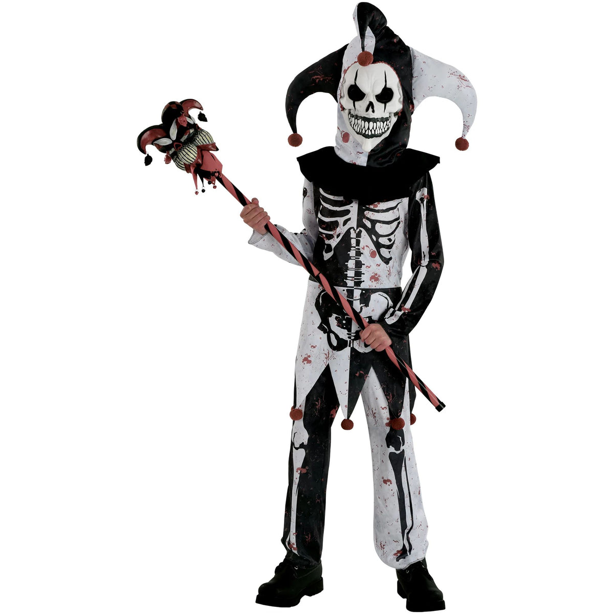 Menacing Jester Skeleton Costume for Boys