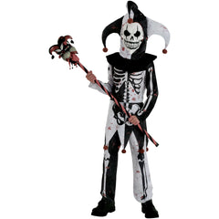 Menacing Jester Skeleton Costume for Boys