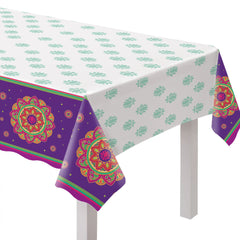 Diwali Rangoli Dream Reusable Plastic Table Cover, 54x102 inch