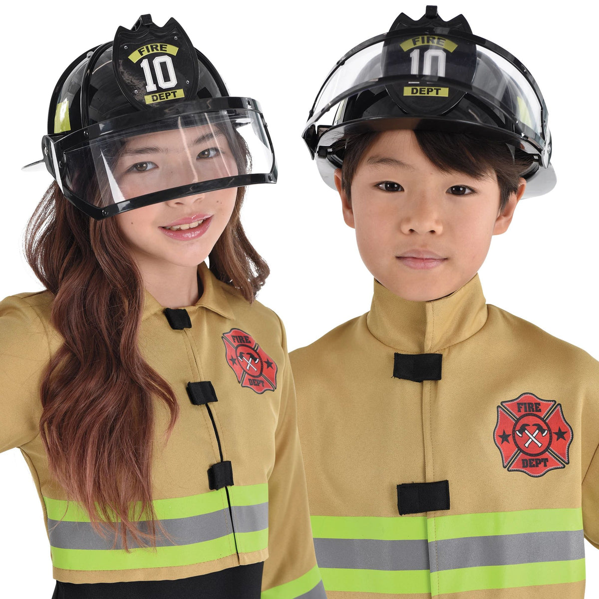 Kids' Black Plastic Firefighter Helmet with Face Shield