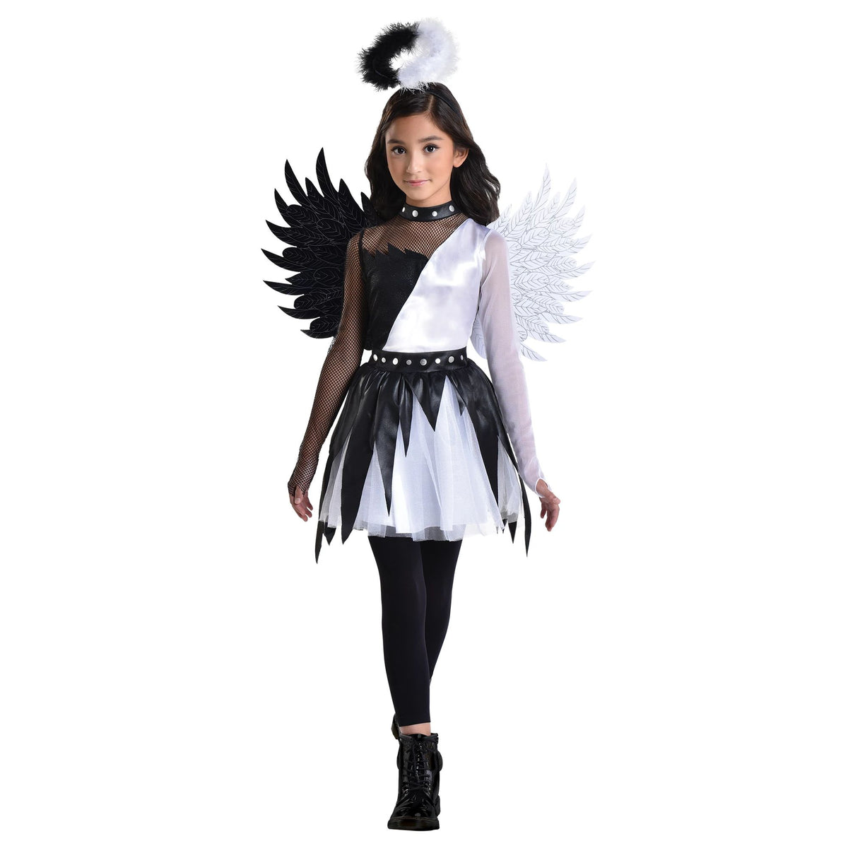 Twisted Angel Girl's Halloween Costume with Wings & Halo - Child XL (14-16)