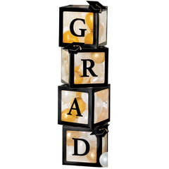 Graduation Balloon Box Kit with Latex Balloons - "GRAD" Display, 47-Inch