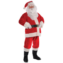 Classic Santa Claus Costume for Adults ‚Äì Red Plush Suit with Accessories