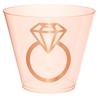 Blush & Rose Gold Diamond Ring Plastic Tumblers - 9oz, 30 Pack