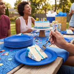 Bright Royal Blue 7" Paper Dessert Plates - 20 Pack