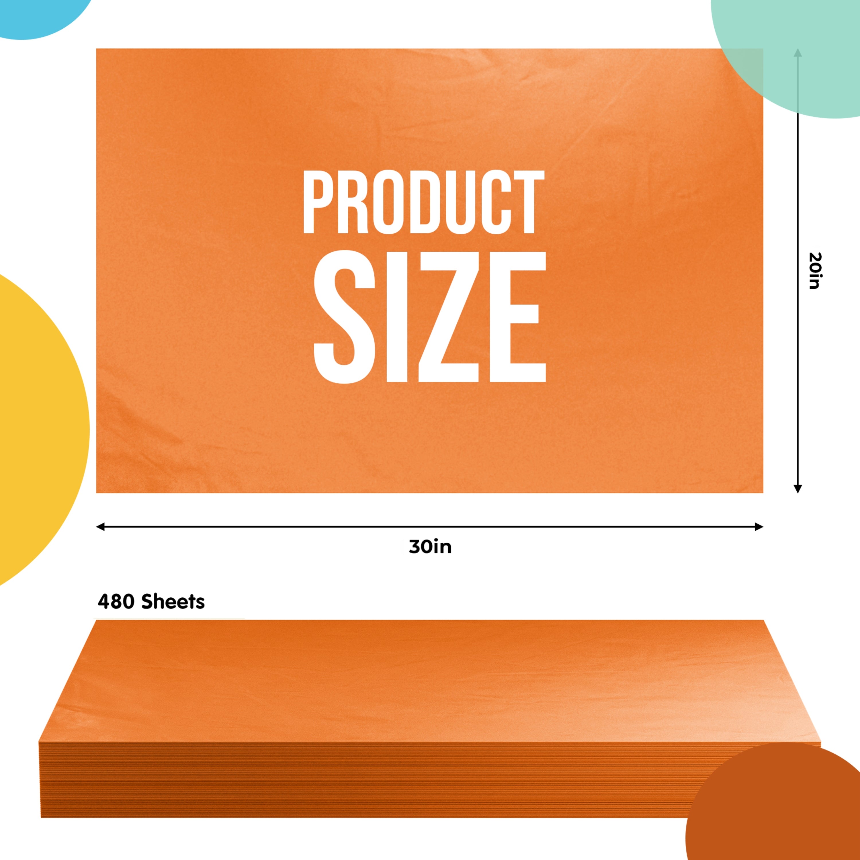 Orange Tissue Paper 20 In. x 30 In. | 480 Sheets
