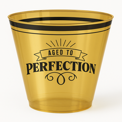 "Aged To Perfection" Gold Birthday Plastic Cups - 9 oz, 30 Pack