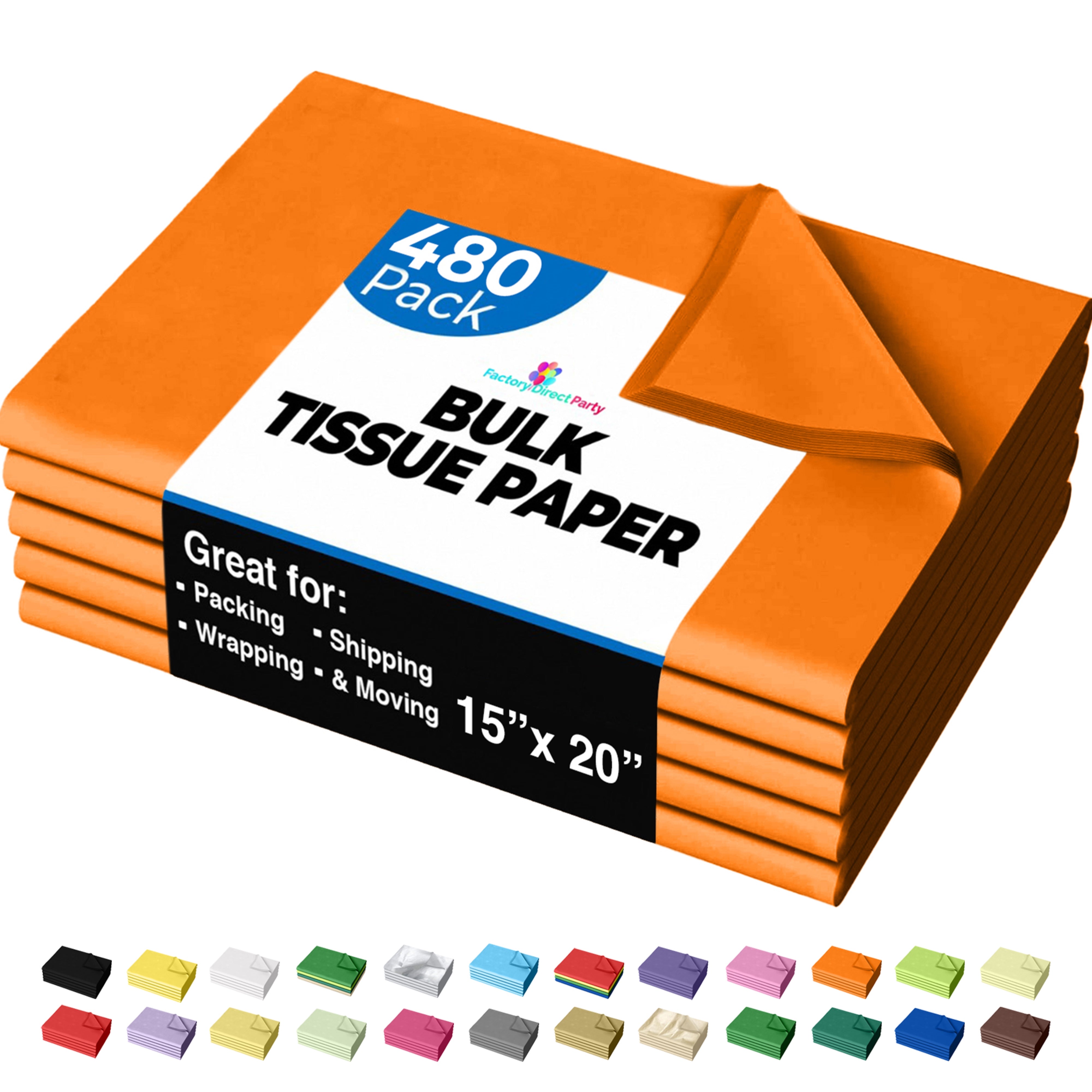 Orange Tissue Paper 15 In. x 20 In. | 480 Sheets