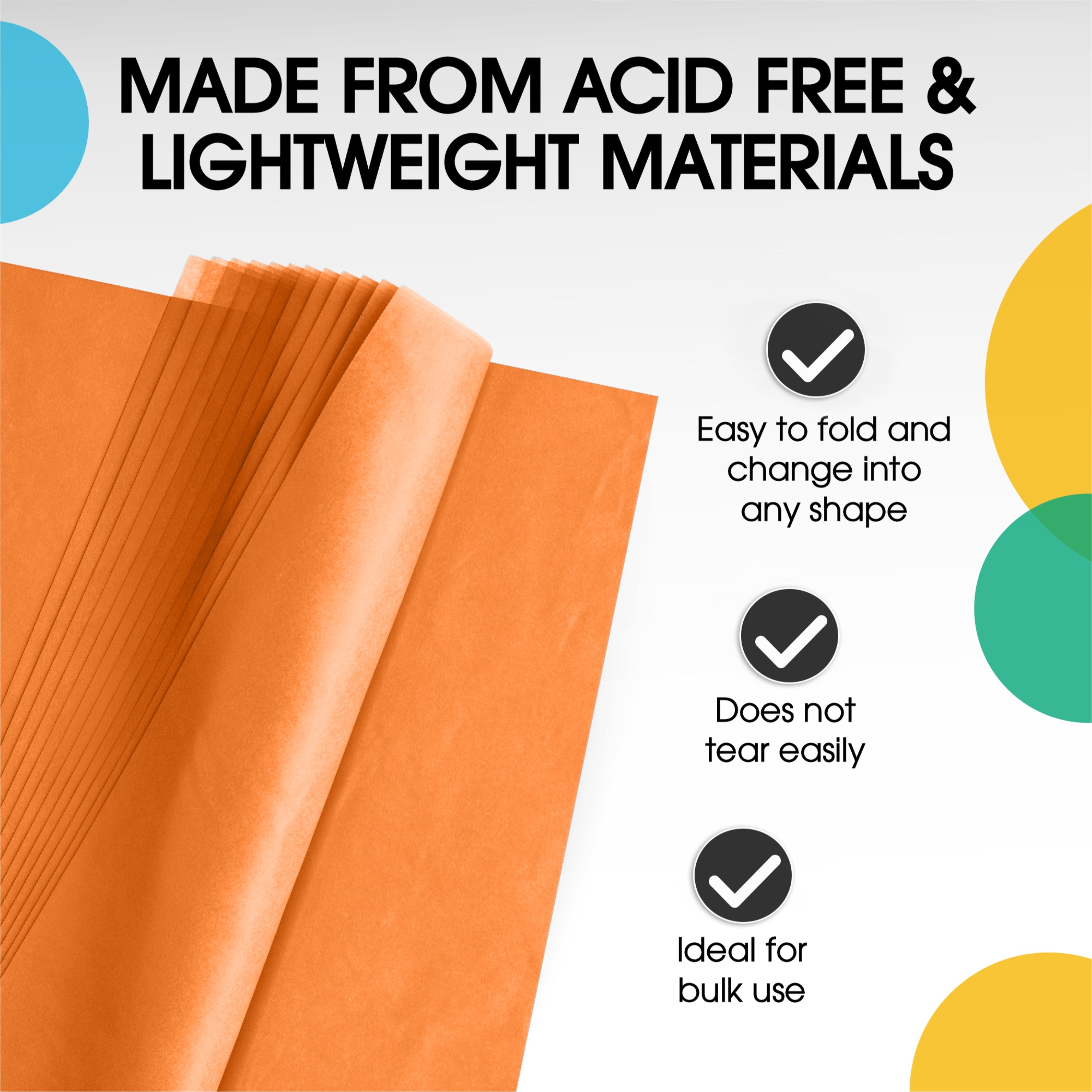 Orange Tissue Paper 15 In. x 20 In. | 480 Sheets