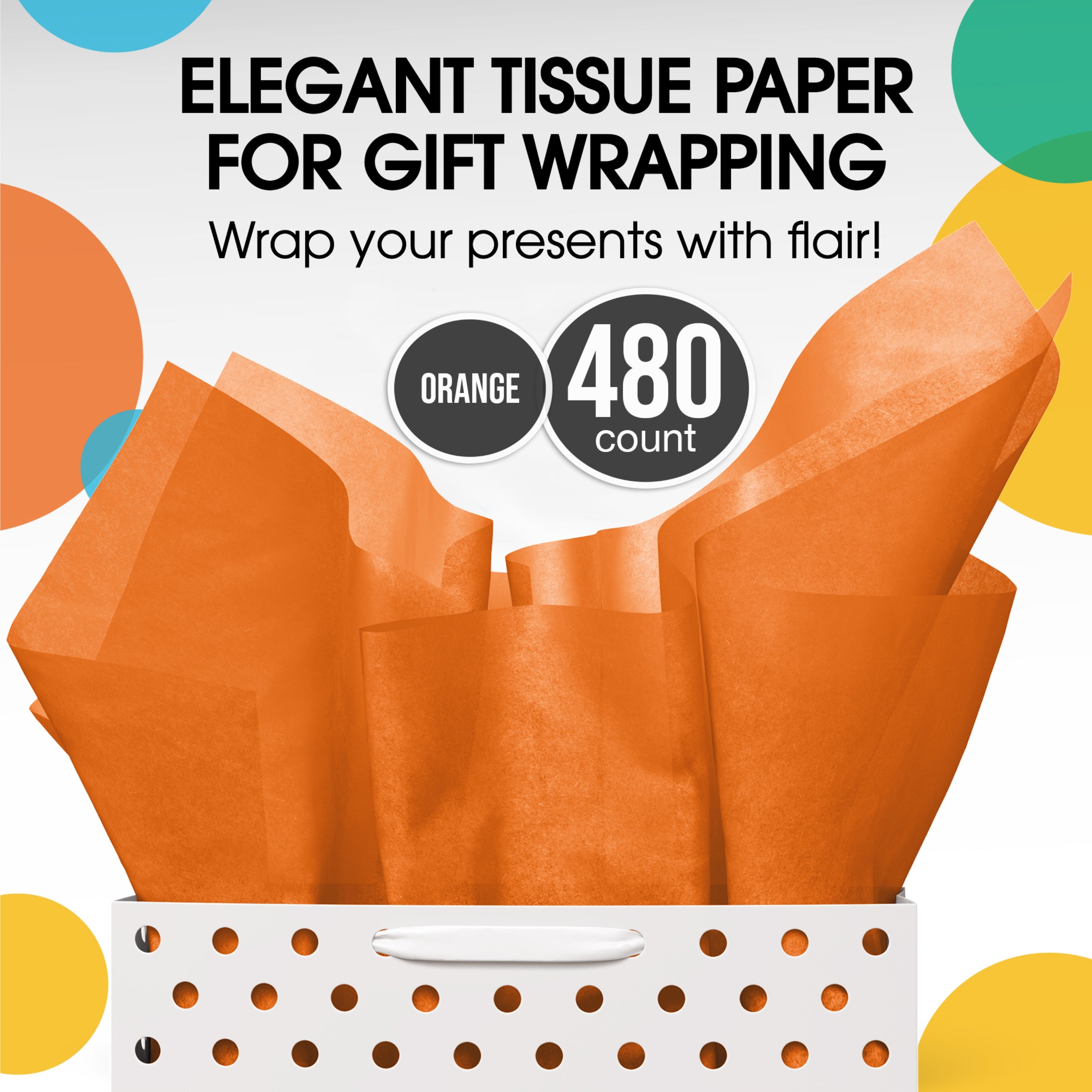 Orange Tissue Paper 15 In. x 20 In. | 480 Sheets